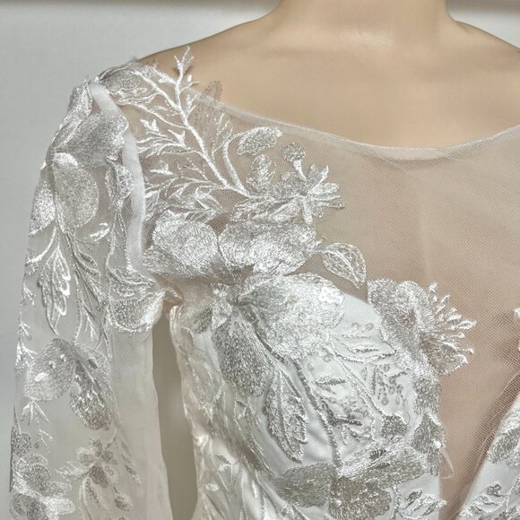 Lulus Wedding Eternity With You White Lace Long Sleeve Dress Size 2 - Picture 9 of 15